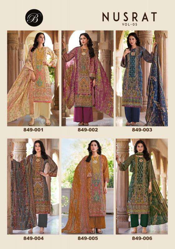 Belliza designer studio nusrat vol 5 Designer dress materials wholesale in kolkata