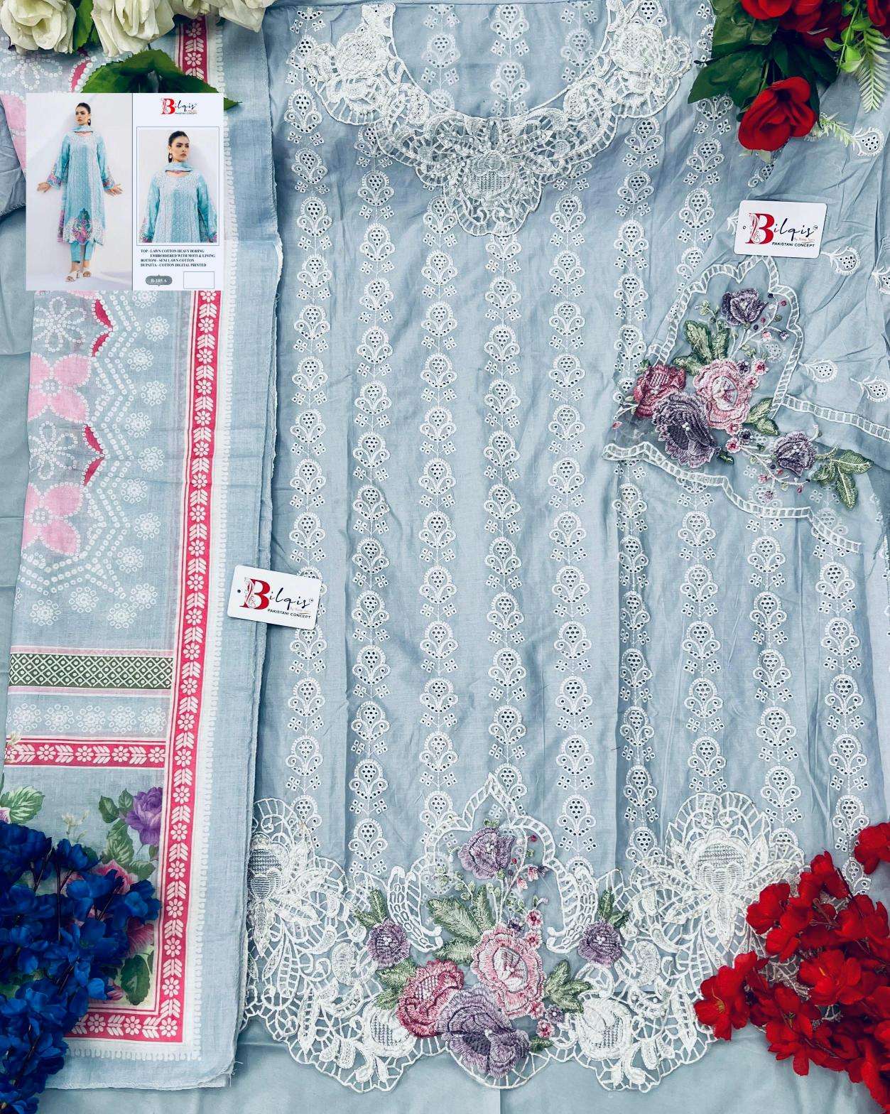 Bilqistm lawn cotton Party wear dress materials wholesale in kolkata