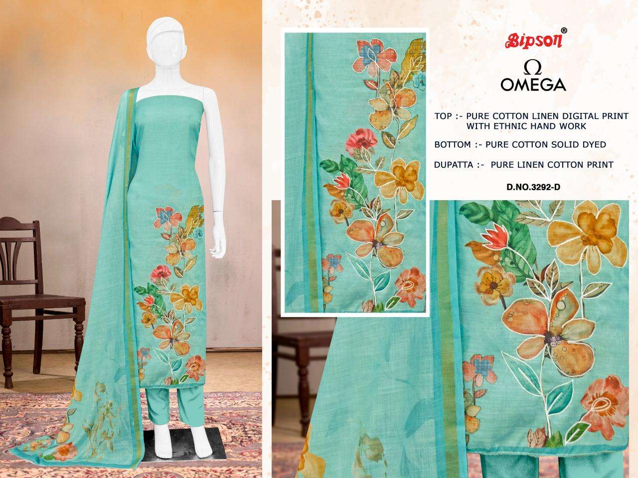 Bipson prints omega 3292 Designer dress materials in Kolkata