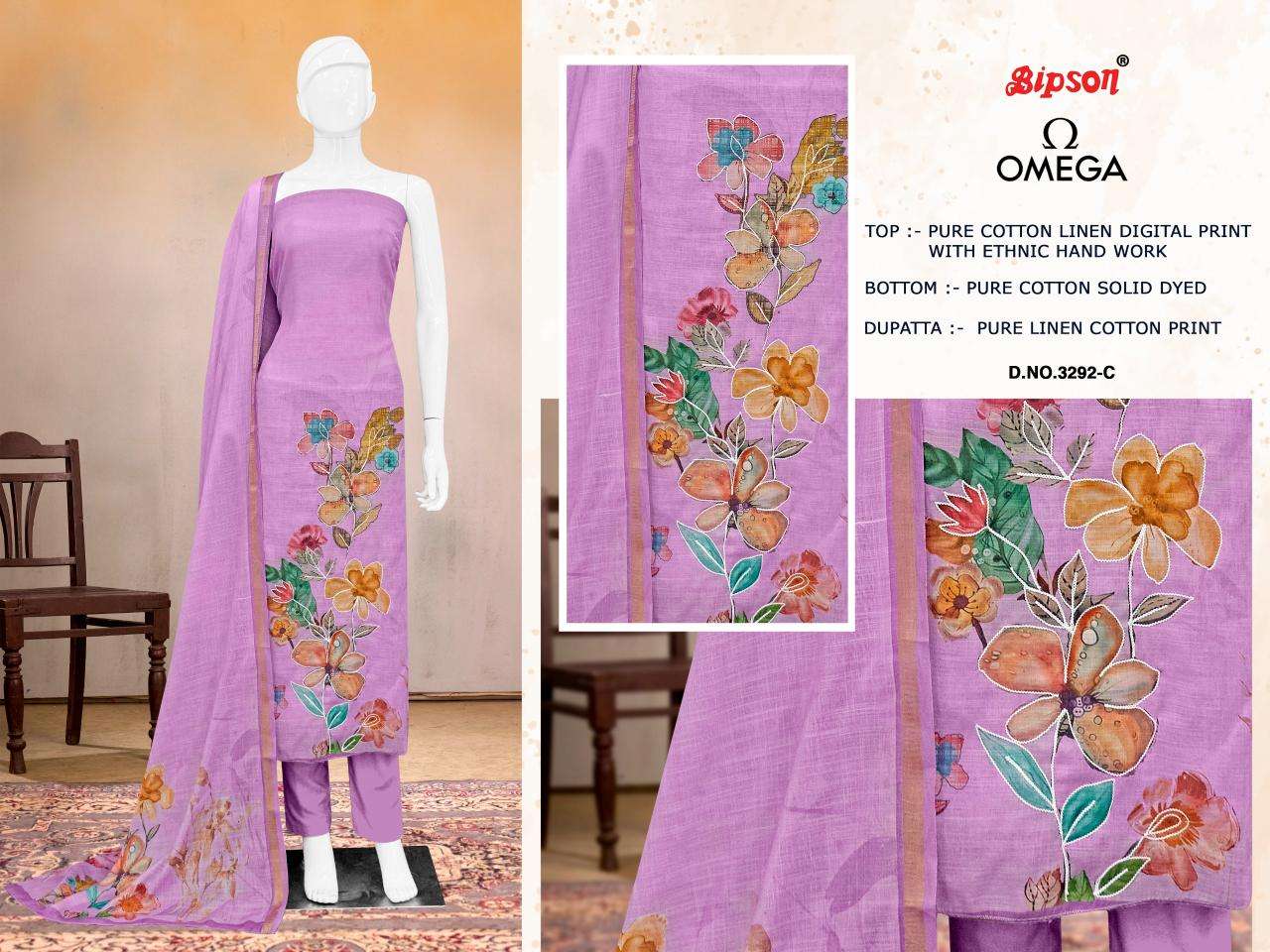 Bipson prints omega 3292 Designer dress materials in Kolkata