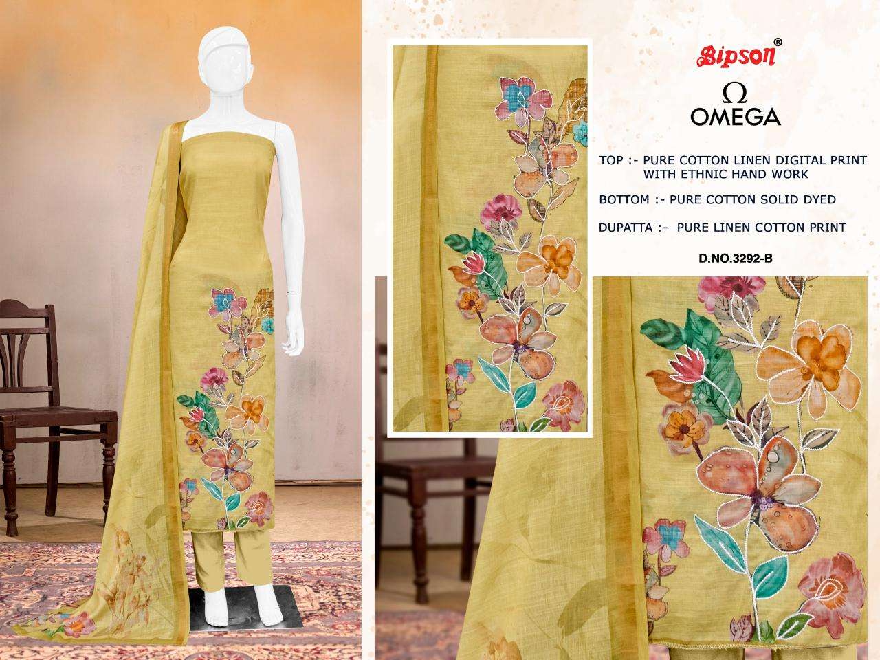 Bipson prints omega 3292 Designer dress materials in Kolkata