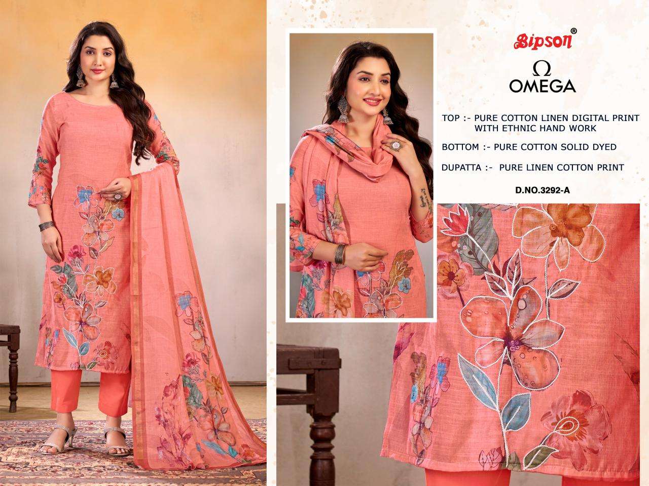Bipson prints omega 3292 Designer dress materials in Kolkata