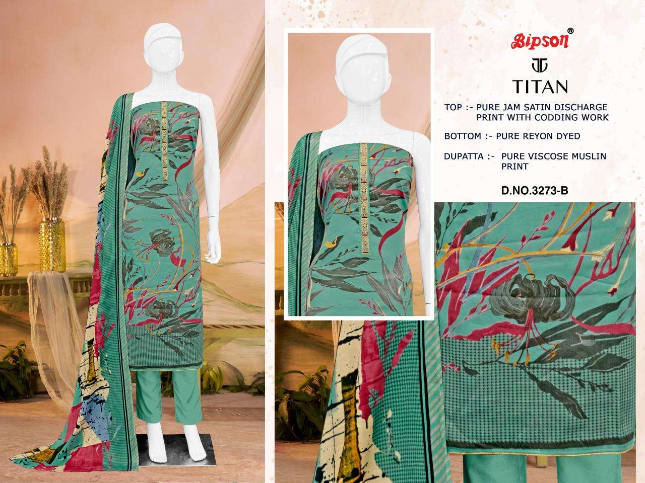 Bipson prints titan 3273 jam satin print Dress material manufacturers