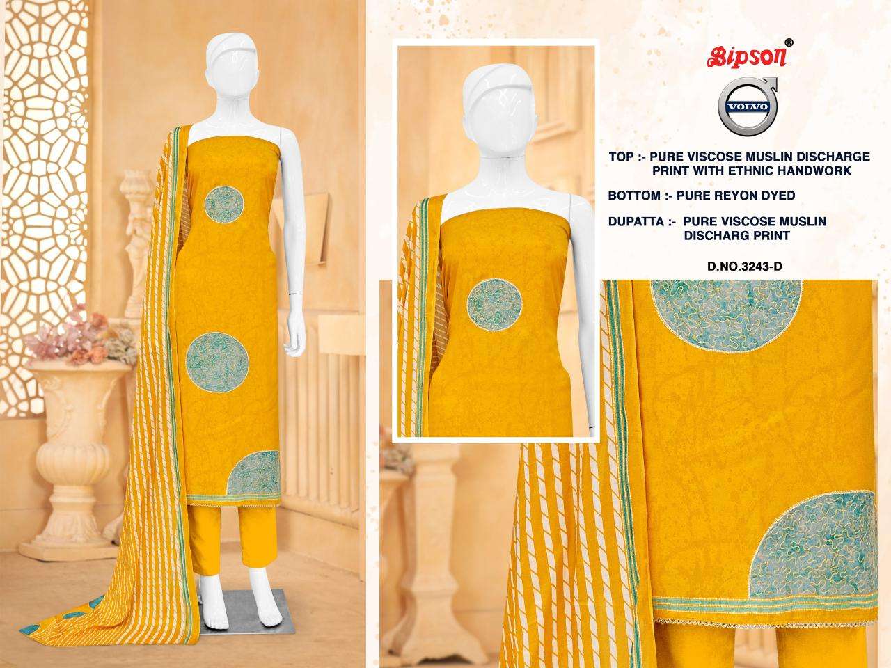 Bipson prints volvo 3243 Surat dress materials wholesale market online