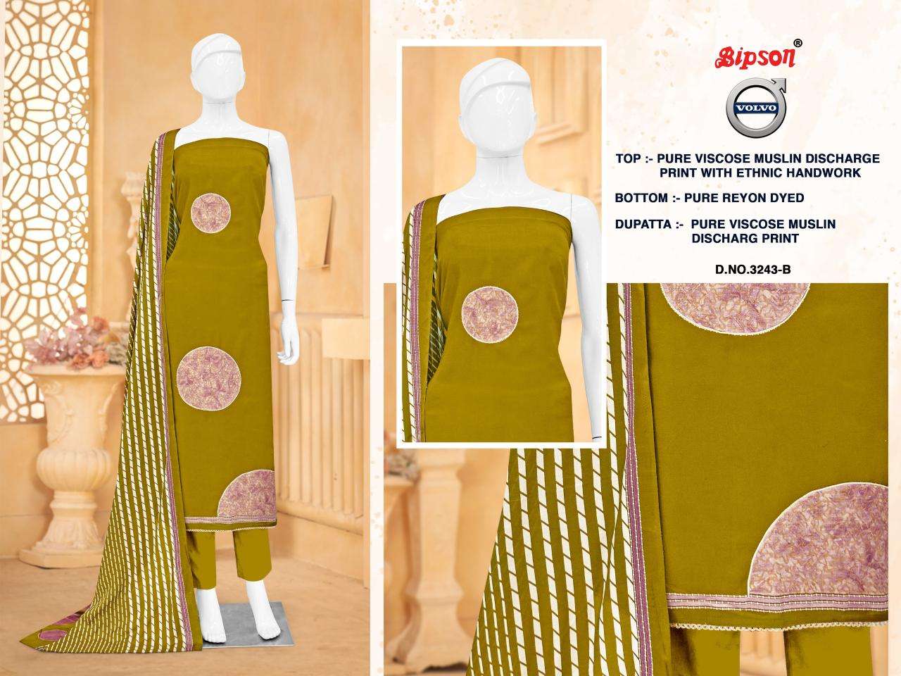 Bipson prints volvo 3243 Surat dress materials wholesale market online