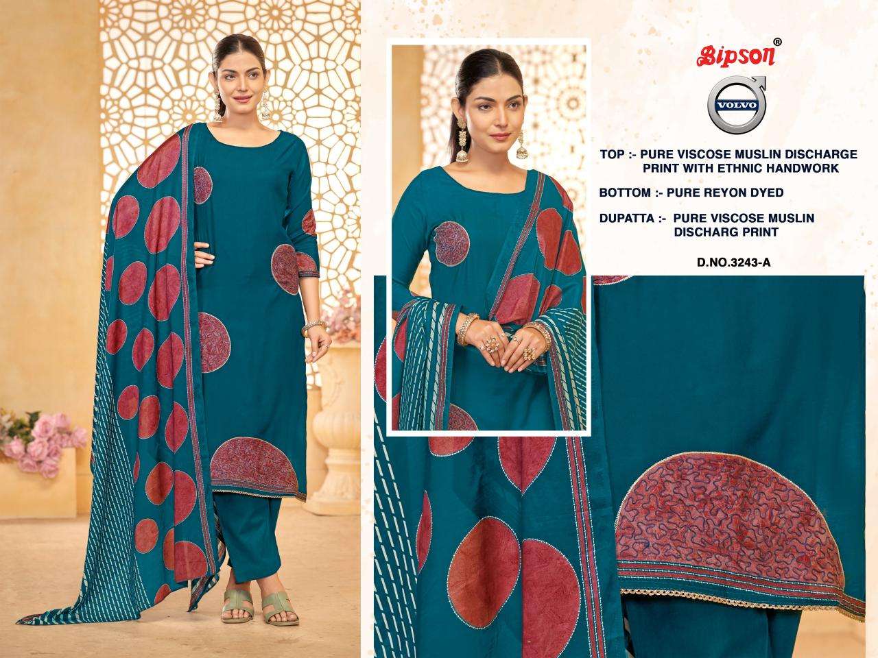 Bipson prints volvo 3243 Surat dress materials wholesale market online