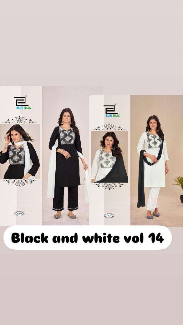 Blue hills black and white vol 14 Ladies Kurti Wholesalers