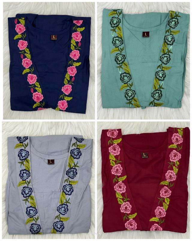 Blue hills heavy rayon short ladies kurti manufacturer in surat