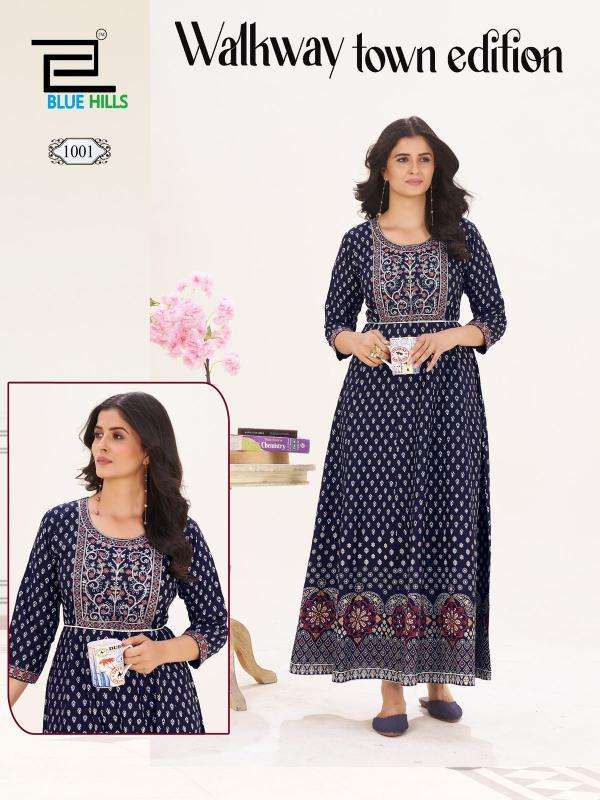 Blue hills walkway town edition georgette kurti manufacturer in surat