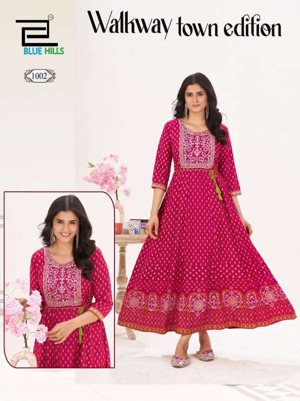 Blue hills walkway town edition georgette kurti manufacturer in surat