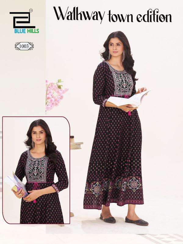 Blue hills walkway town edition georgette kurti manufacturer in surat