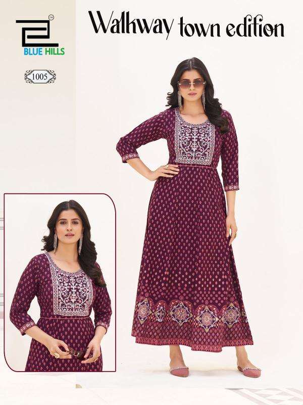 Blue hills walkway town edition georgette kurti manufacturer in surat
