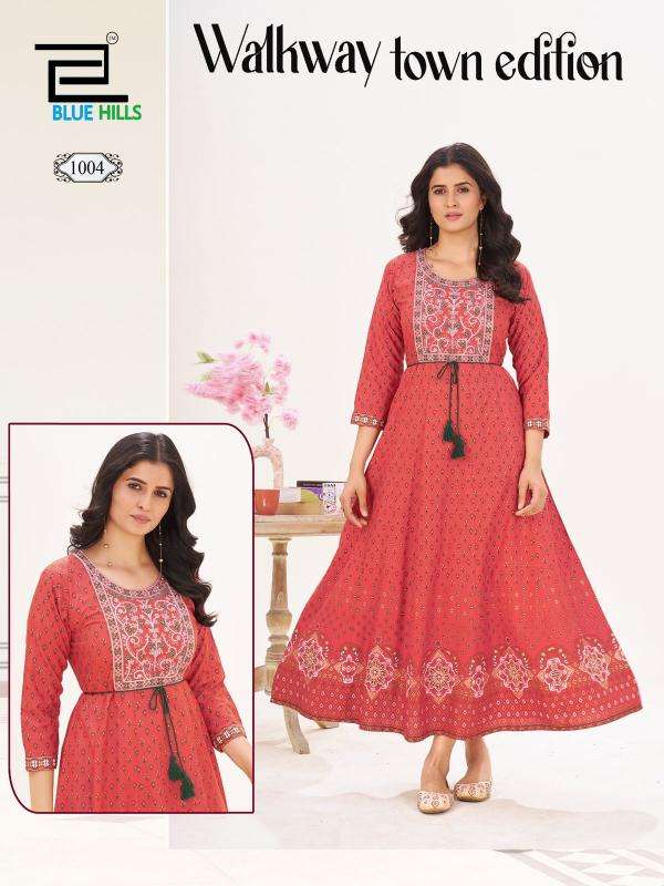 Blue hills walkway town edition georgette kurti manufacturer in surat