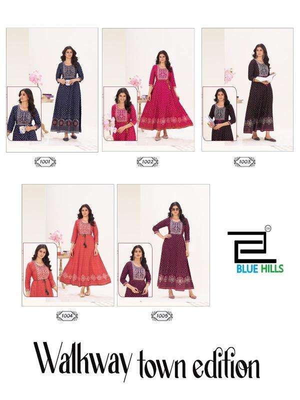 Blue hills walkway town edition georgette kurti manufacturer in surat