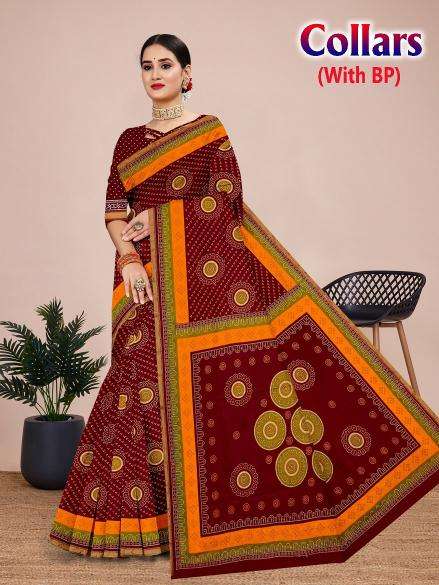 Collars cotton printed Designer sarees in bulk