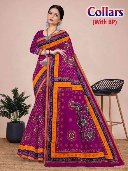 Collars cotton printed Designer sarees in bulk