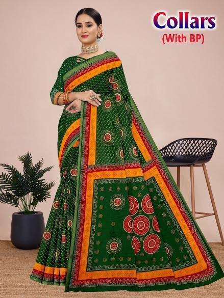 Collars cotton printed Designer sarees in bulk