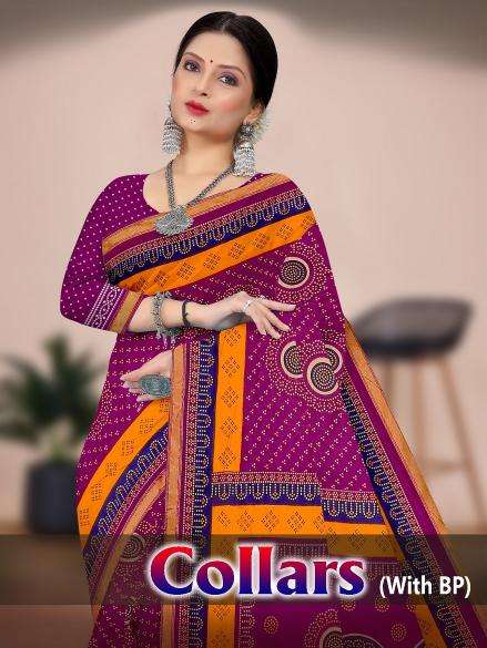 Collars cotton printed Designer sarees in bulk