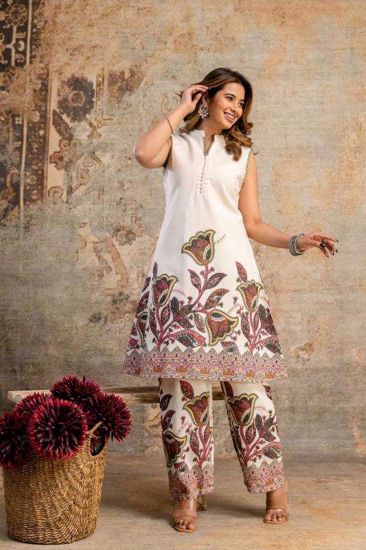 Cotton flex two piece cord set Kurti wholesale market in Surat