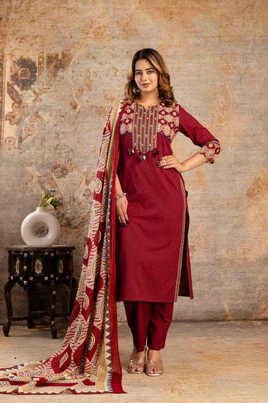 Cotton with patch work 3 Kurti distributors in Surat