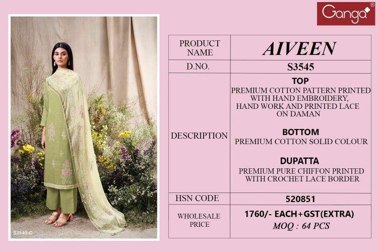 Ganga aiveen 3545 Wholesale dress materials in Mumbai