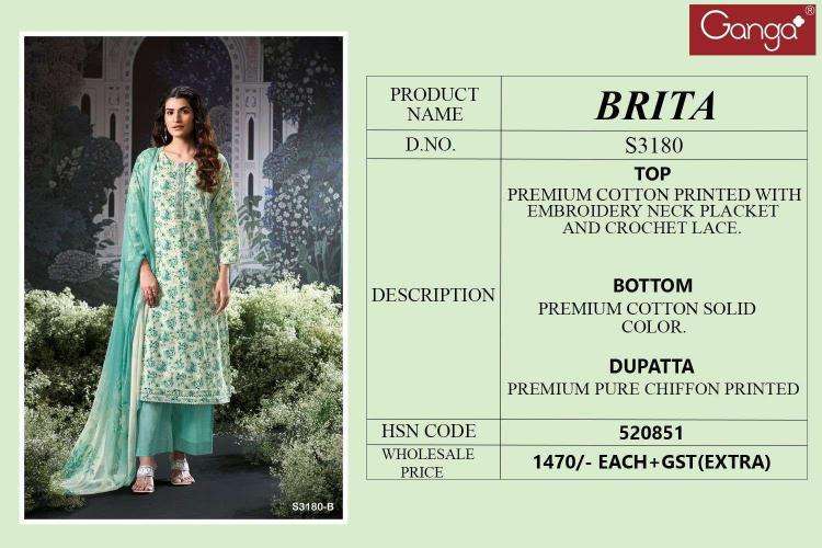 Ganga brita 3180 Bridal dress materials in Hyderabad