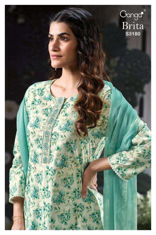 Ganga brita 3180 Bridal dress materials in Hyderabad
