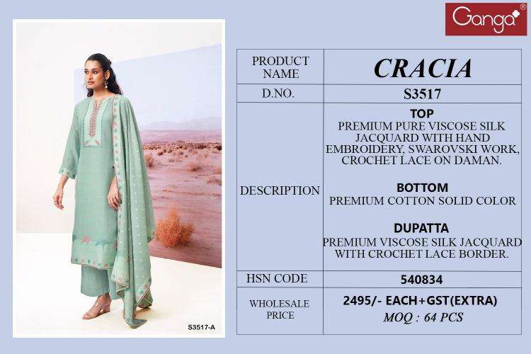 Ganga cracia 3517 Wholesale dress materials suppliers in Vadodara