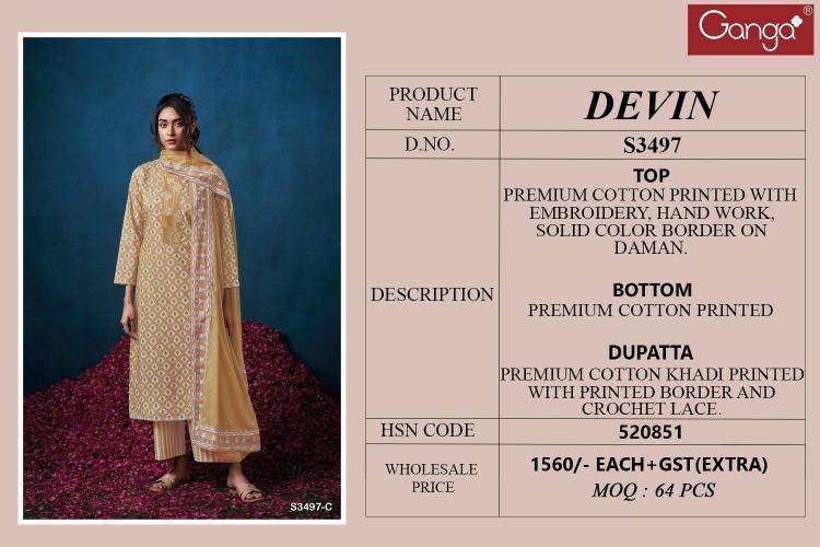 Ganga devin 3497 Dress materials manufacturers in Ahmedabad