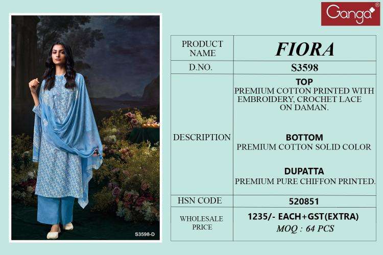 Ganga fiora 3598 Dress materials wholesale market