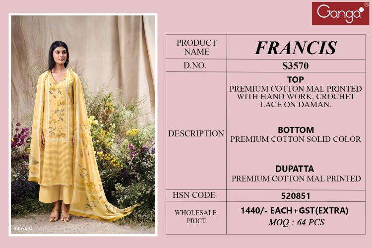Ganga francis 3570 Dress materials wholesale market Mumbai