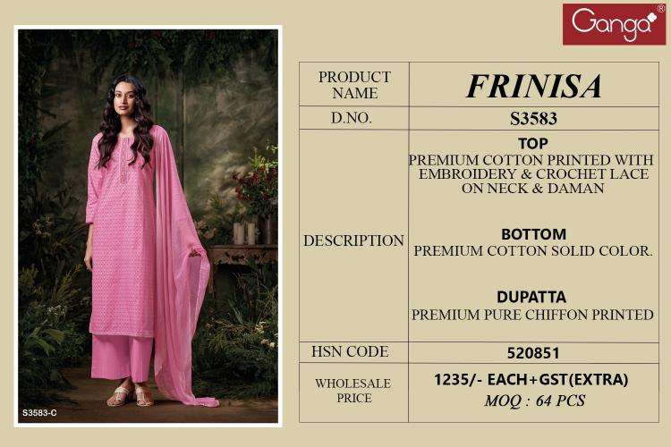 Ganga frinisa 3583 Dress material online shopping in Delhi