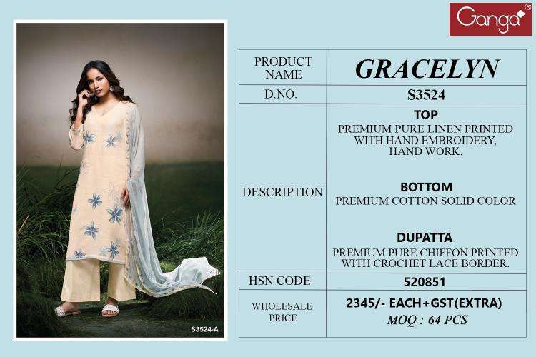 Ganga gracelyn 3524 Ladies dress materials wholesale suppliers