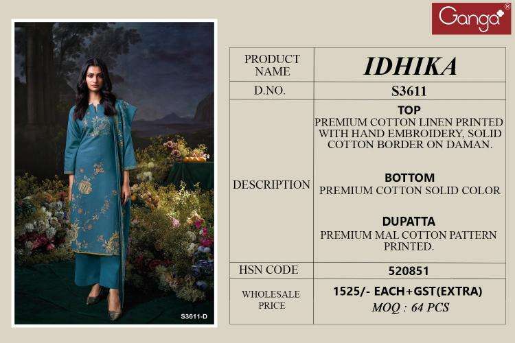 Ganga idhika 3611 Ladies dress material stores in Hyderabad 