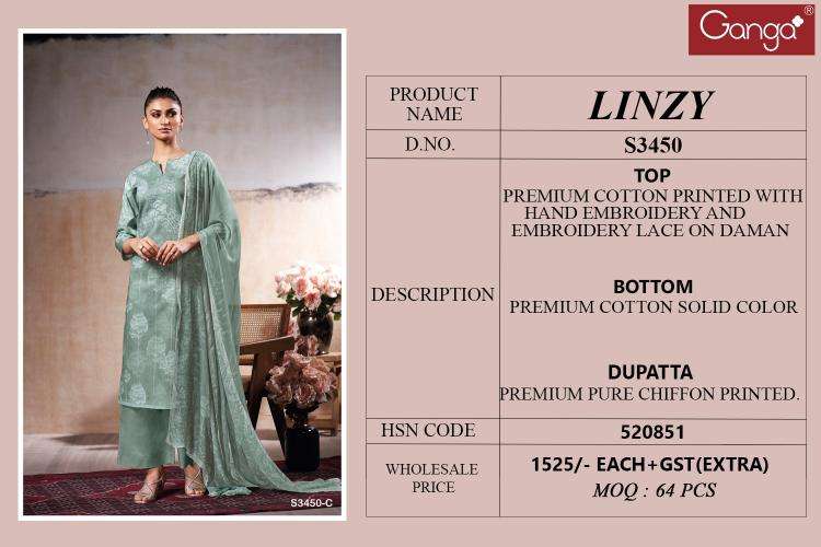 Ganga linzy 3450 Dress material manufacturers in Bangalore