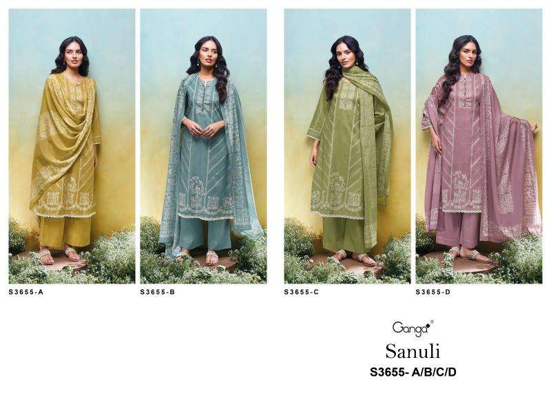 Ganga sanuli 3655 Cotton dress materials manufacturers in ahmedabad