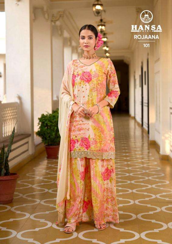 Hansa rojaana chinon digital Lawn suits wholesale suppliers in Bangalore