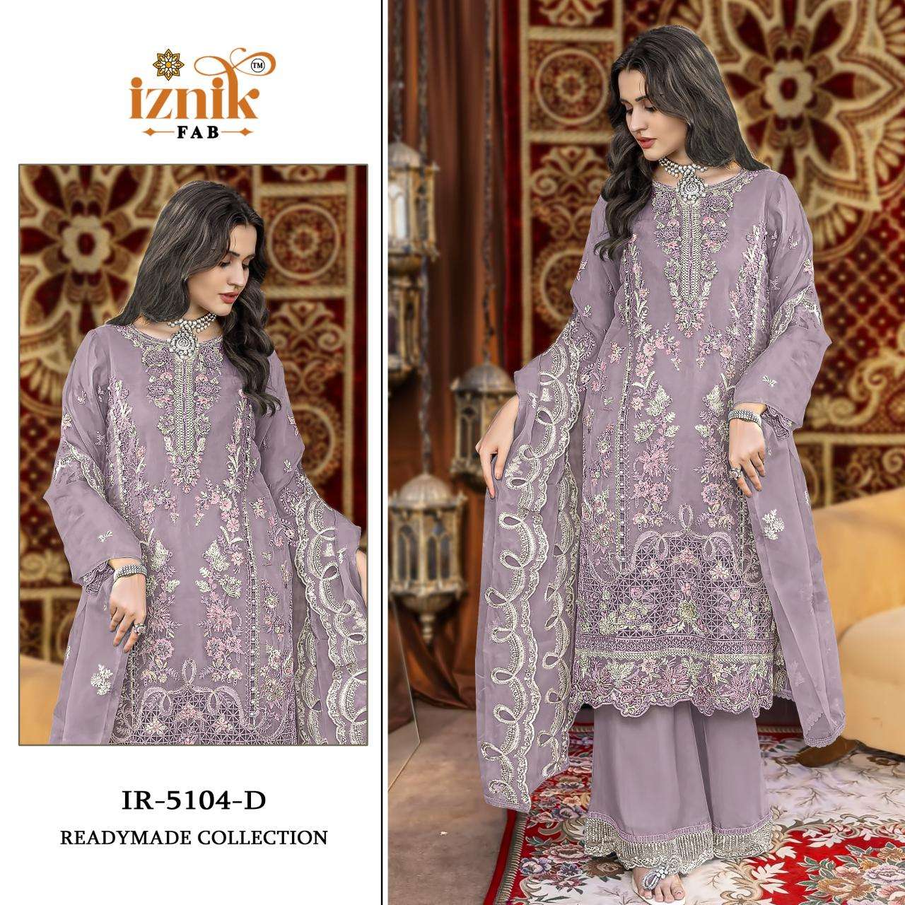 Iznik fab heavy organza Designer Salwar Kameez in bulk