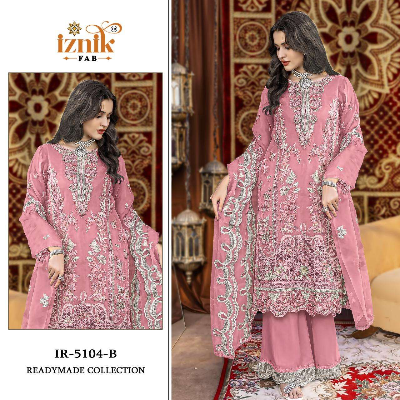 Iznik fab heavy organza Designer Salwar Kameez in bulk