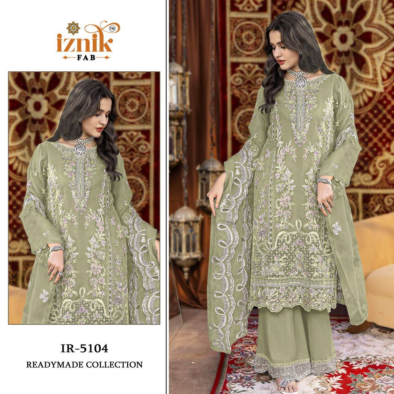 Iznik fab heavy organza Designer Salwar Kameez in bulk