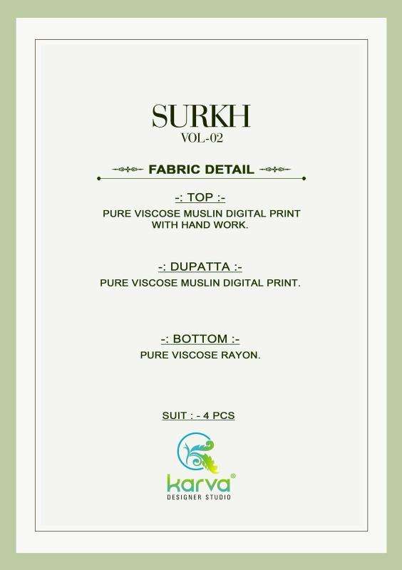 Karva designer studio surkh vol 2 Best dress material shop in Kolkata