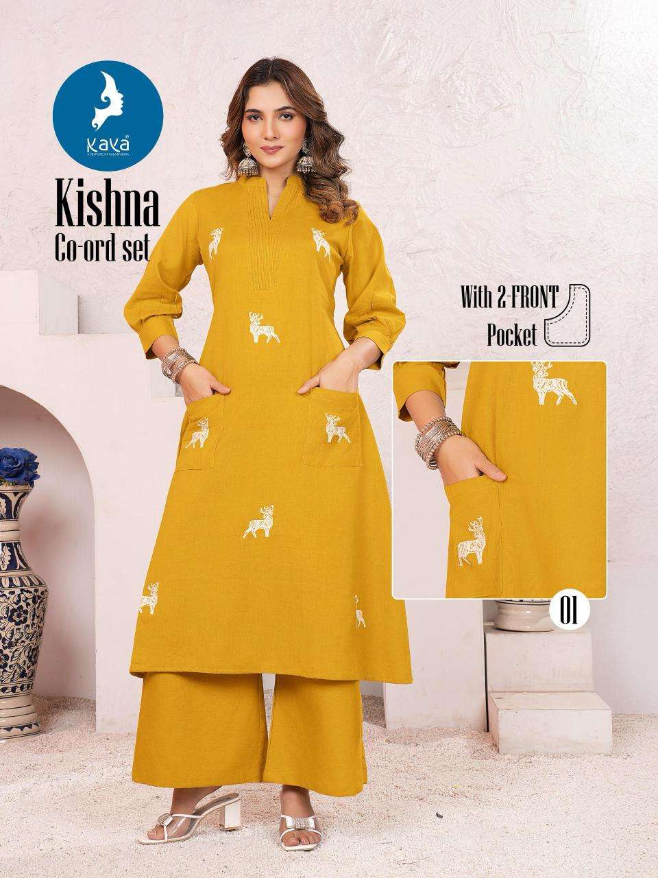 Kaya kurti kishna cotton flex coord set high quality designer kurti manufacturer in surat