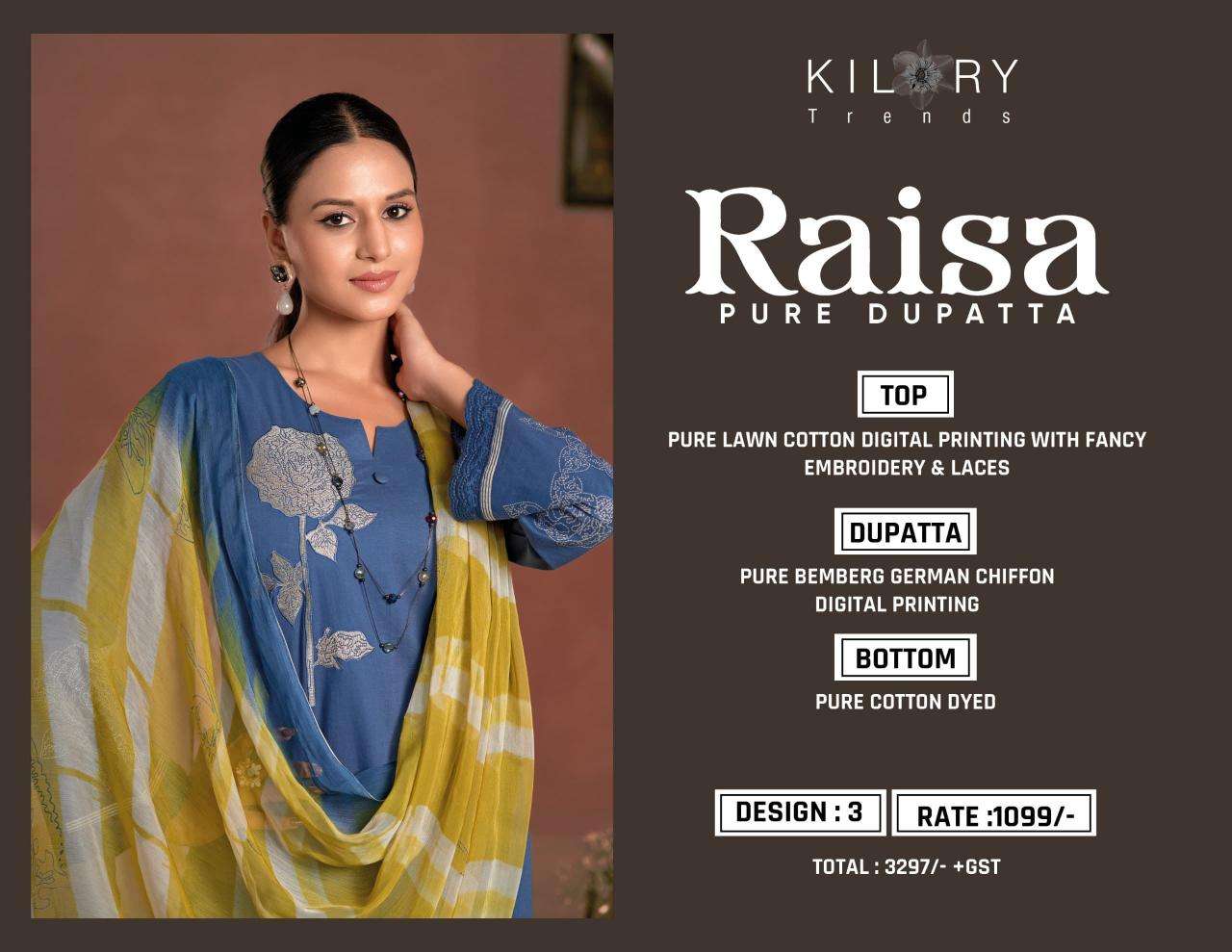 Kilory trends raisa Wholesale designer dress materials in Surat