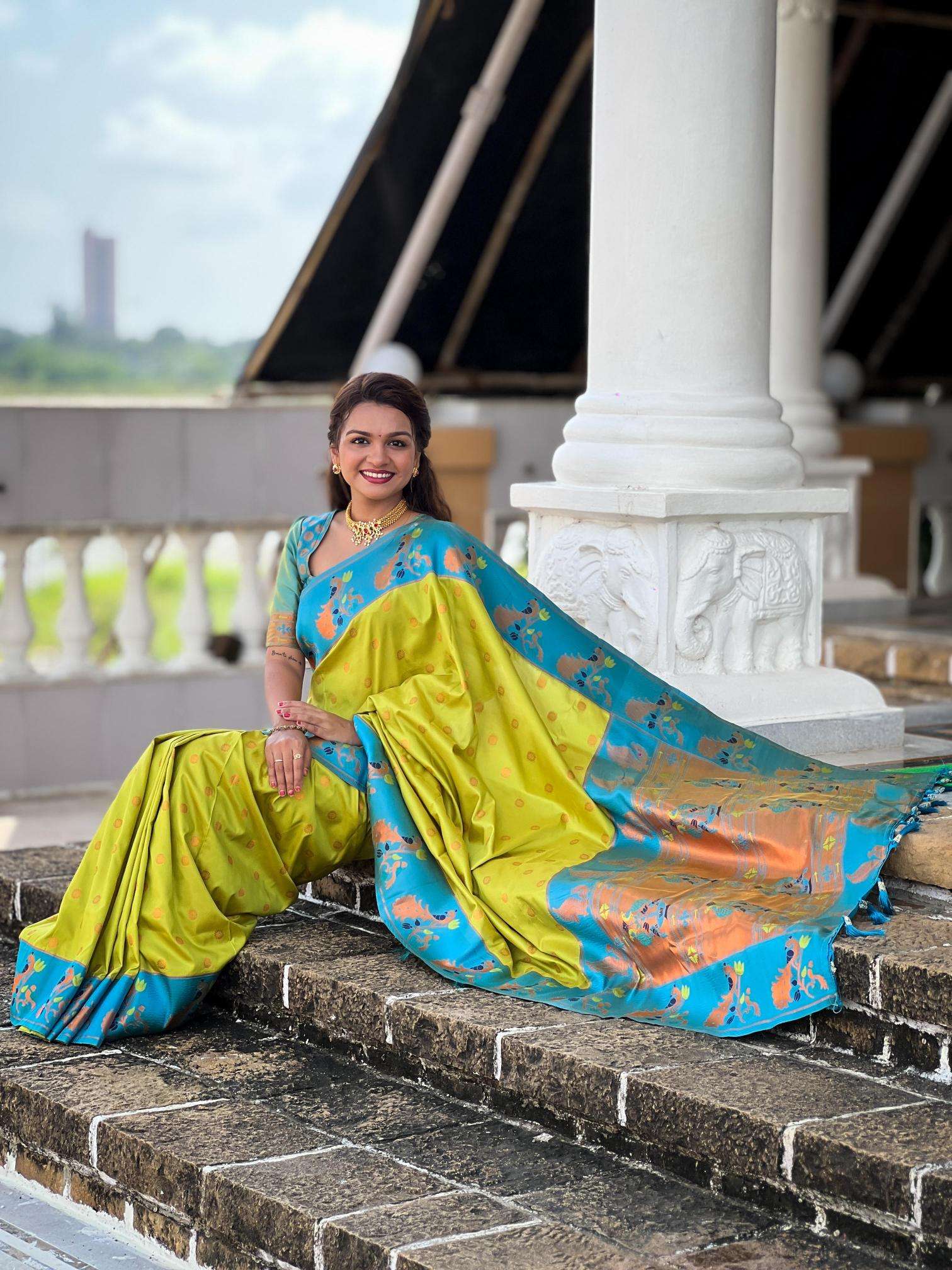 Meenakari Paithani soft silk Indian saree wholesaler