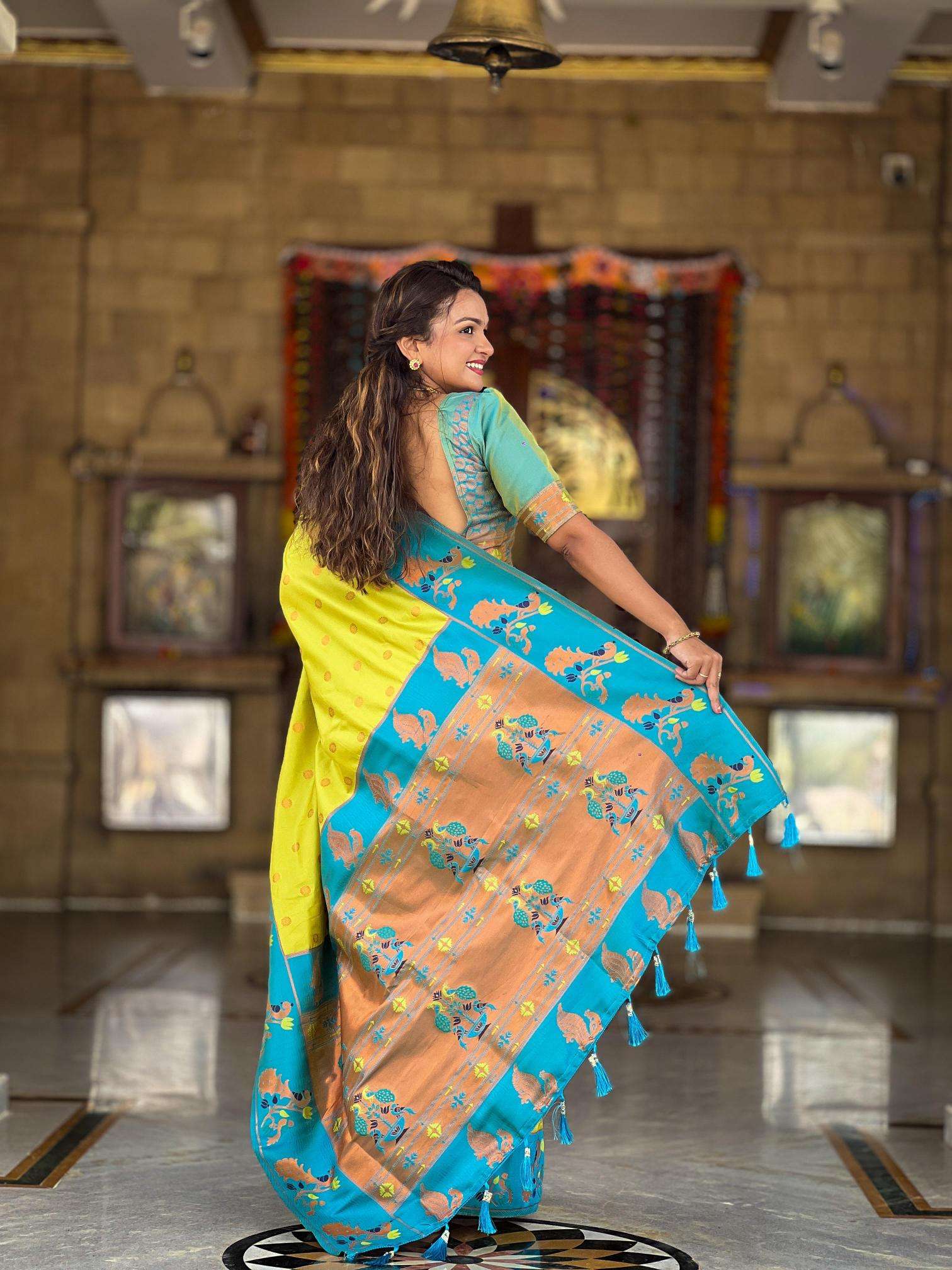 Meenakari Paithani soft silk Indian saree wholesaler