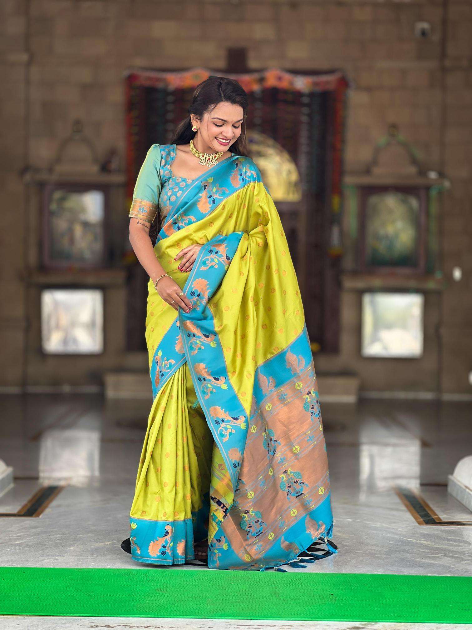 Meenakari Paithani soft silk Indian saree wholesaler