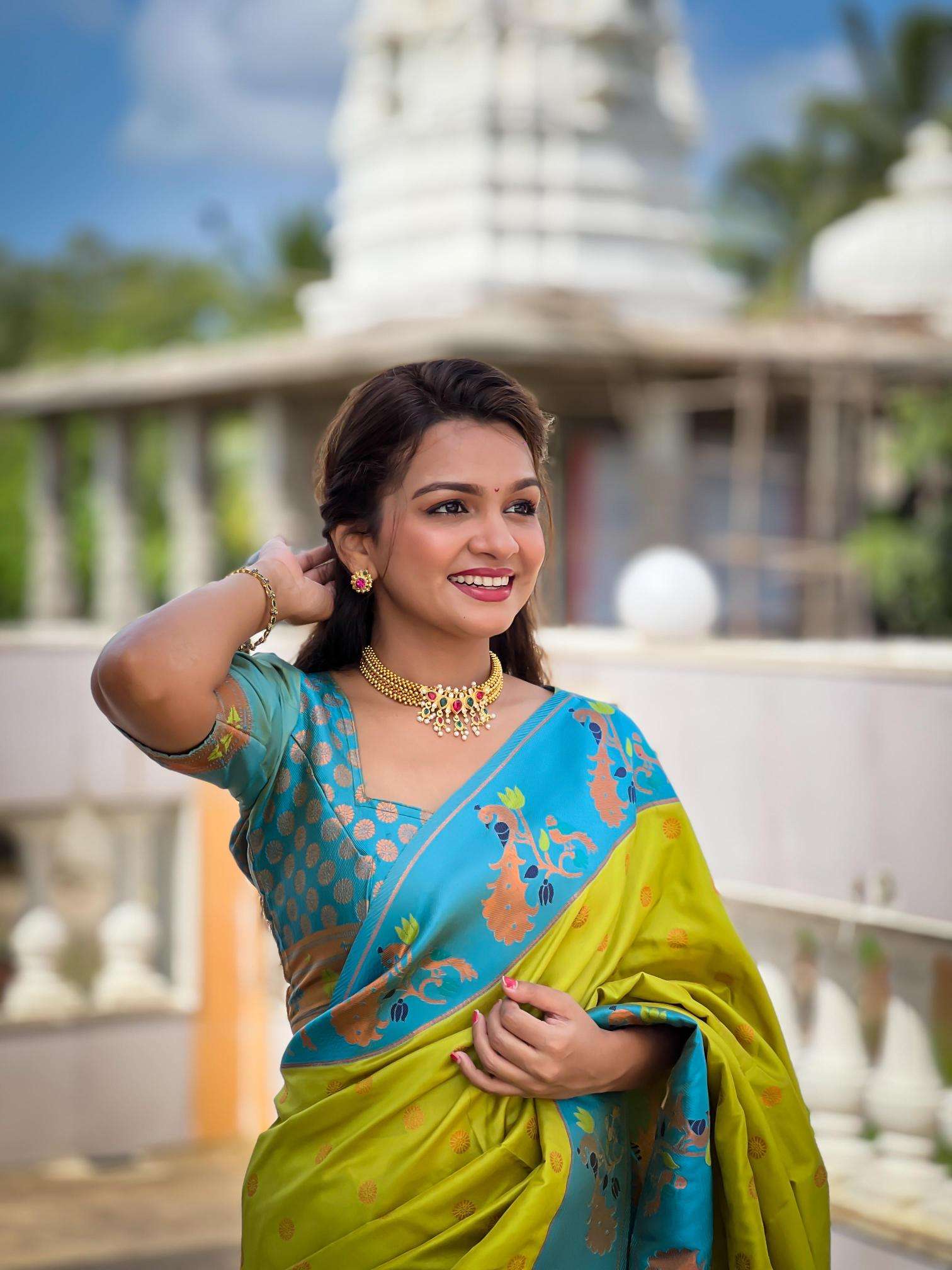 Meenakari Paithani soft silk Indian saree wholesaler