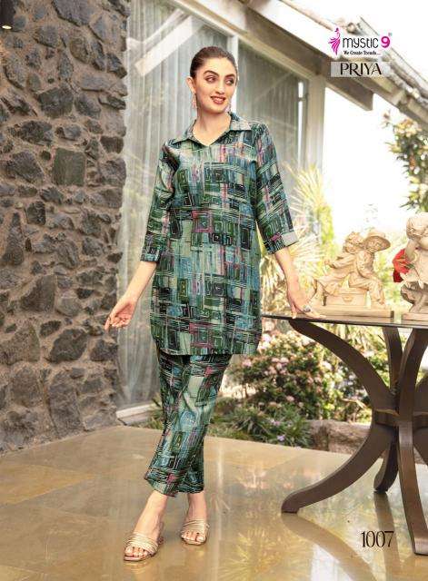 Mystic9 priya vol-1 cord set Kurti manufacturers in Surat