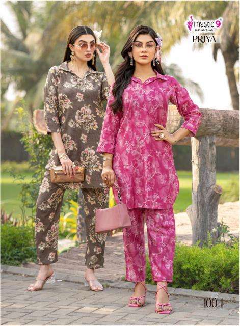 Mystic9 priya vol-1 cord set Kurti manufacturers in Surat