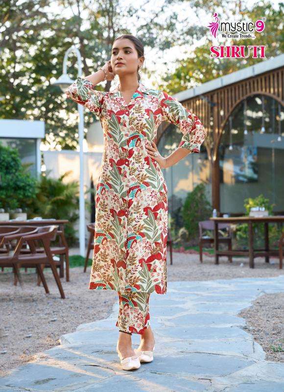 Mystic9 shruti vol 1 print coord set high quality kurti manufacturer in surat
